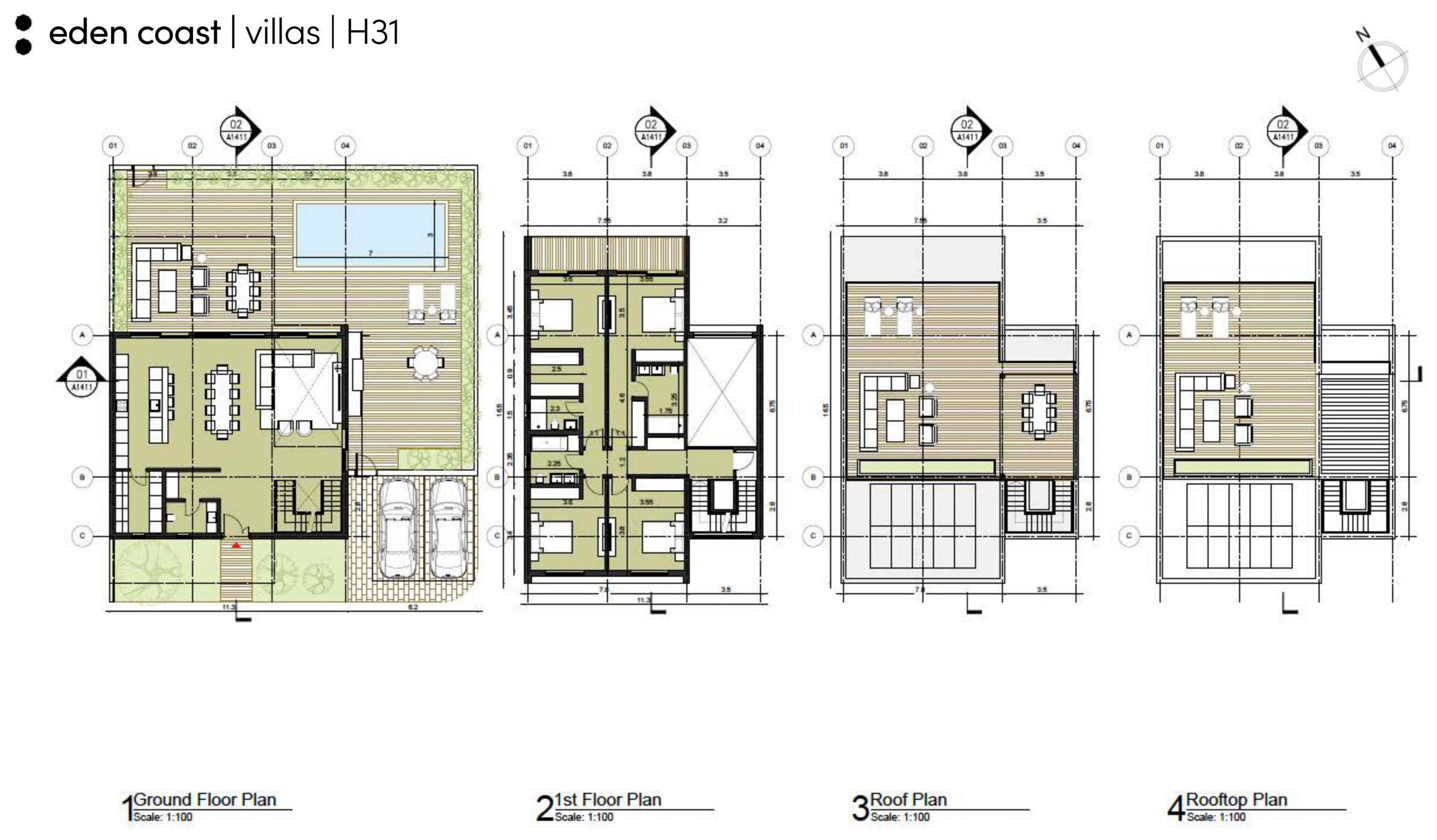 Планировки вилл H32–H34